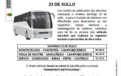 Bando-Transporte institucional «Eleccións xerais 2023» de xullo